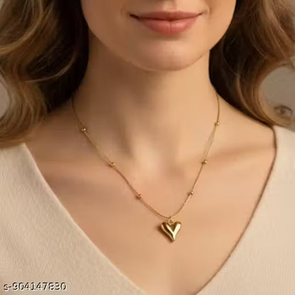 Fancy Gold Plated Heart Shep Pendent And Golden Chain