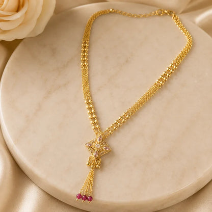 Gold Plated Traditional Pendant Necklace for Women