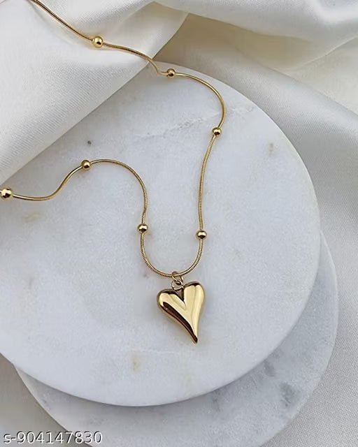 Fancy Gold Plated Heart Shep Pendent And Golden Chain