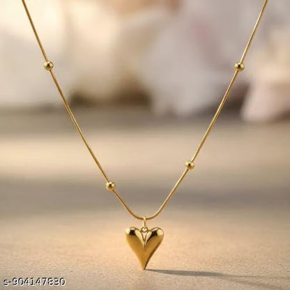 Fancy Gold Plated Heart Shep Pendent And Golden Chain